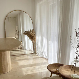 Grote gebogen spiegel in Pinterest-stijl - Gouden metalen frame (180 x 110 cm)