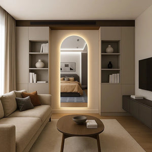 Ovale spiegel met rechte poot en LED-verlichting – Chique Pinterest Design 150/170 cm